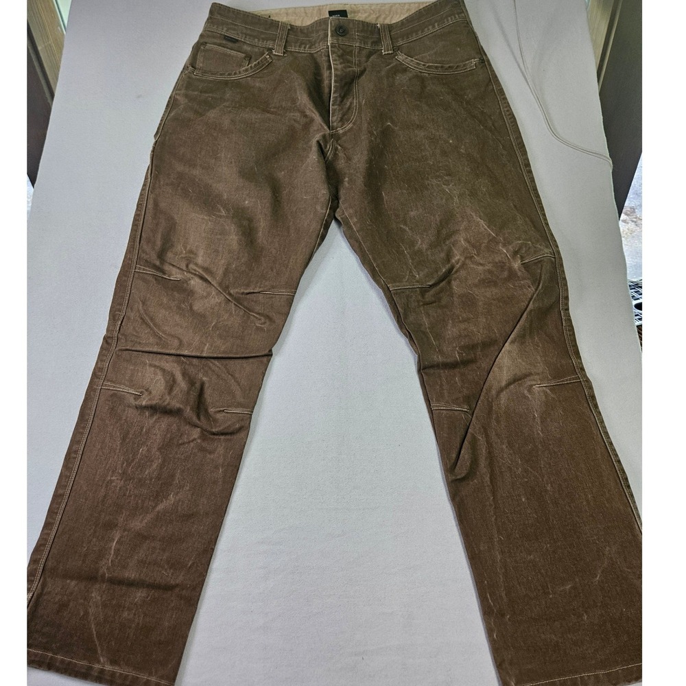 Kuhl Rydr Pants Mens 35x30 Brown Patina  Dye Heavyweight Articulated Knee Rugged